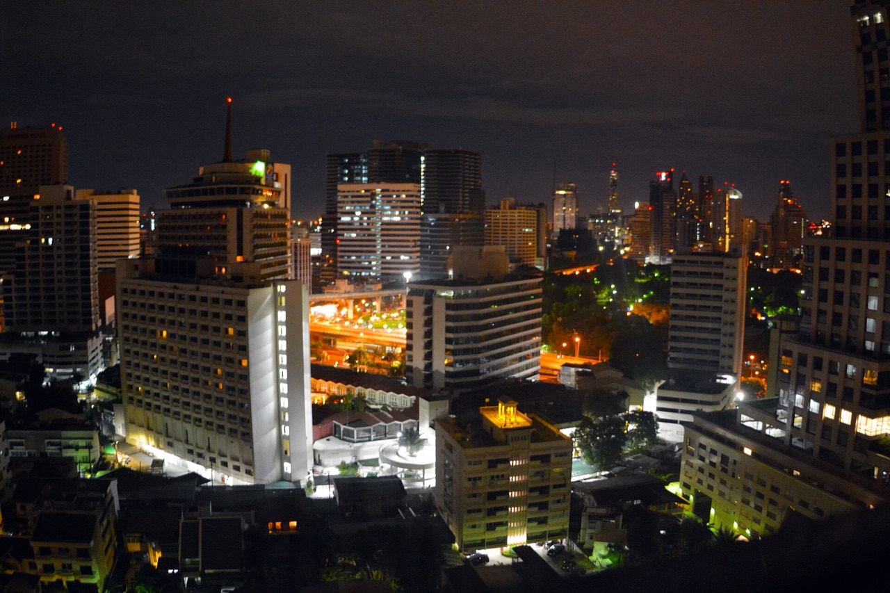 Silom at night near Sala Daeng, Bangkok