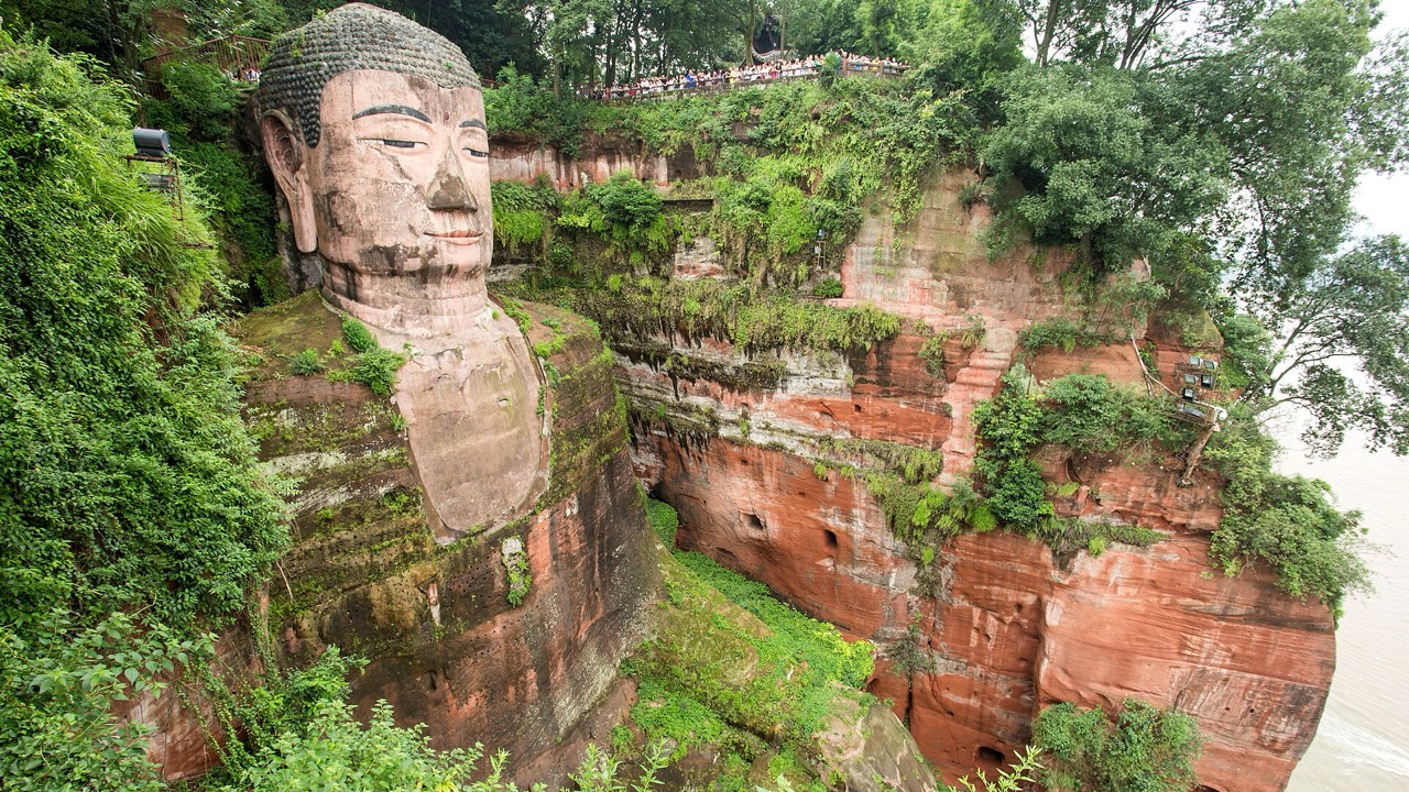 The Leshan Giant Buddha seen from the river