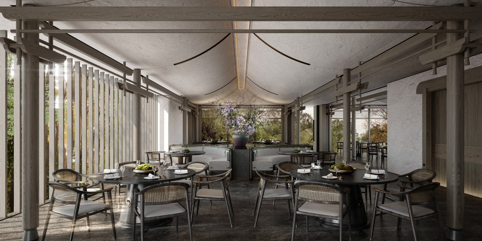 Jiayao restaurant interior at Banyan Tree Mount Emei