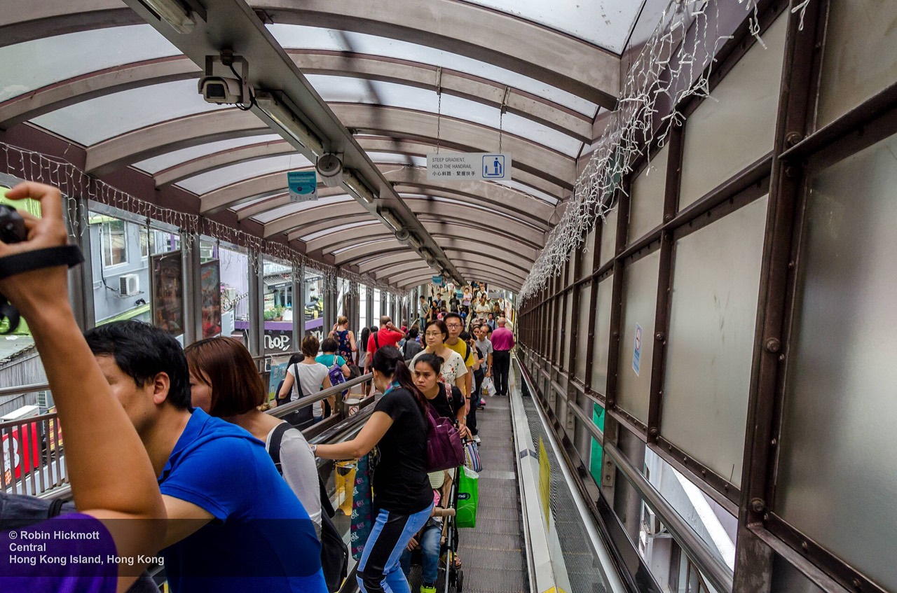 The Central–Mid-Levels escalator threading through Soho, Hong Kong