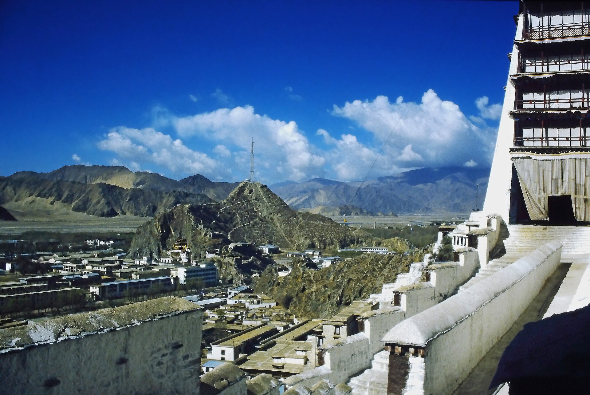 A view across Lhasa and the mountains from the Potala Palace