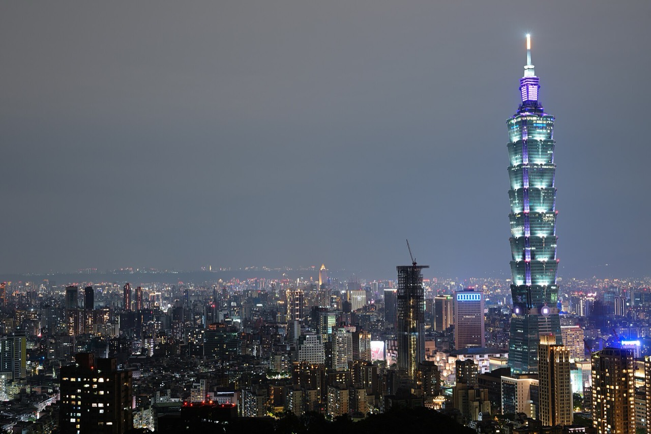 Taipei 101 and the city at night from Elephant Mountain