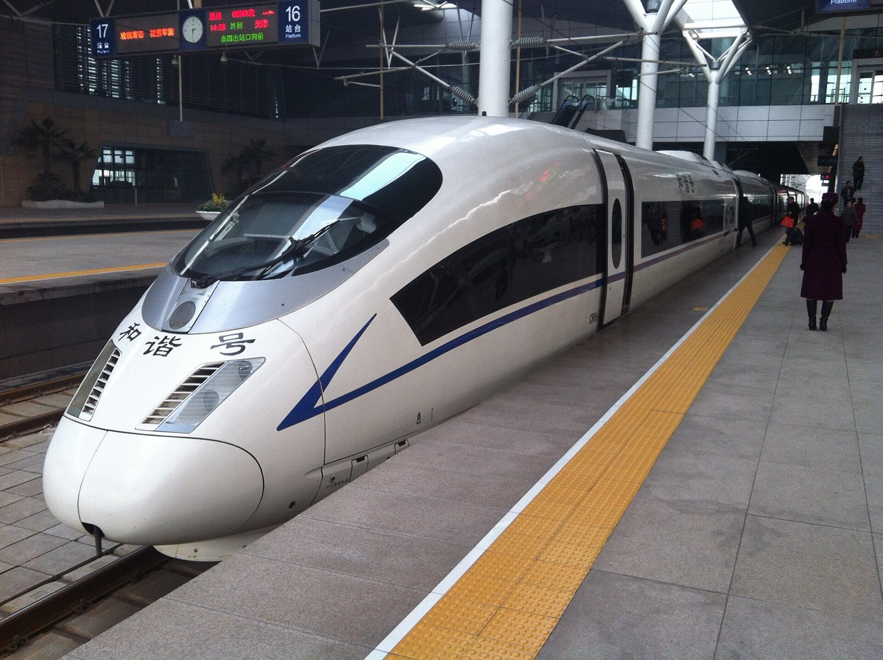 A high-speed train at Tianjin railway station