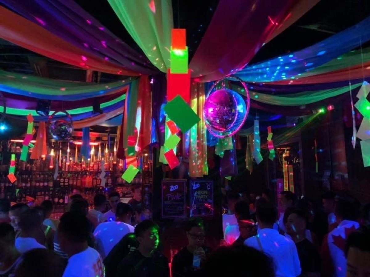 Neon Party night inside Zoo Bar, Sheung Wan, Hong Kong