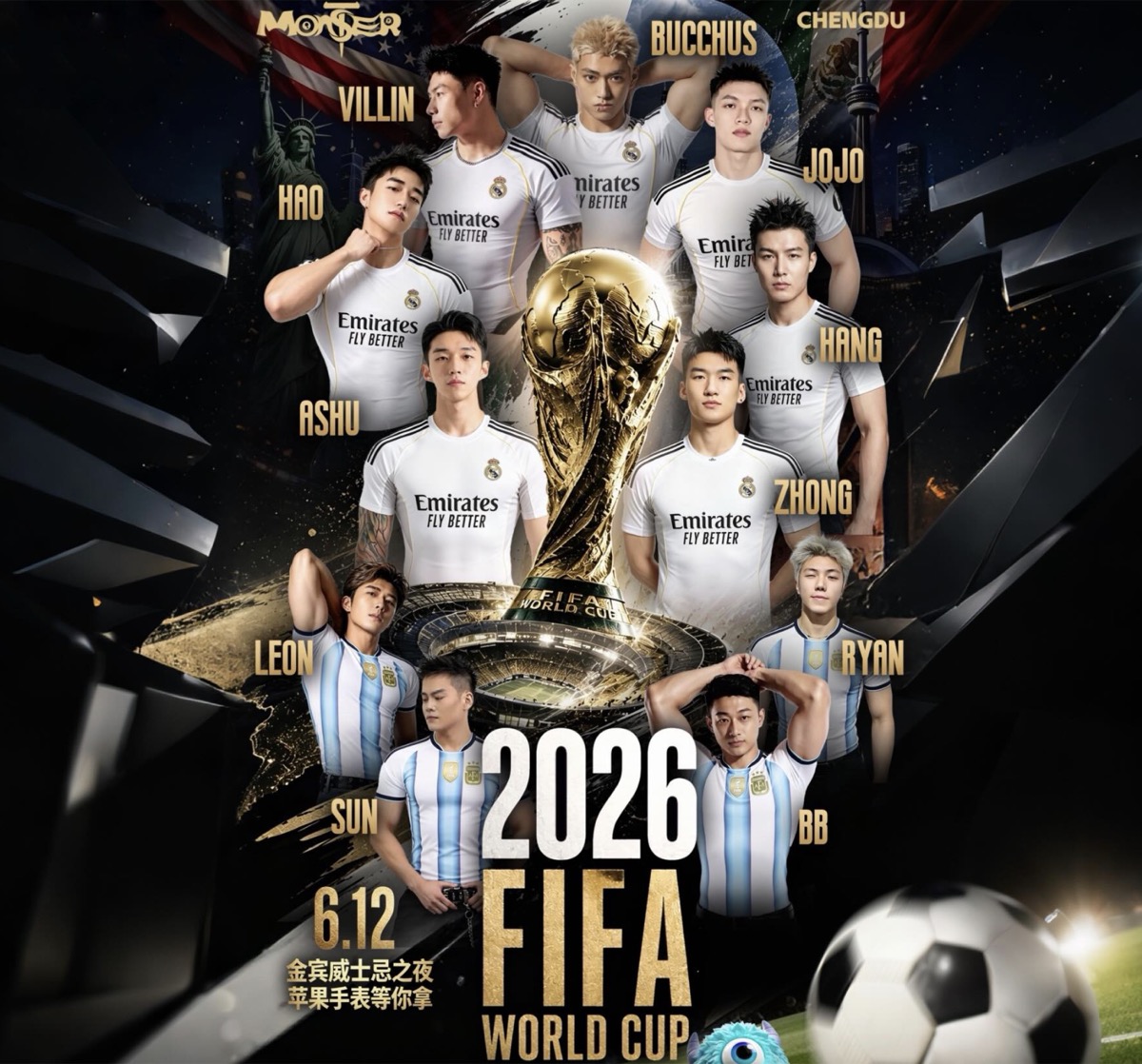 Football-athlete-themed World Cup dance party at Monster House gay club, Chengdu