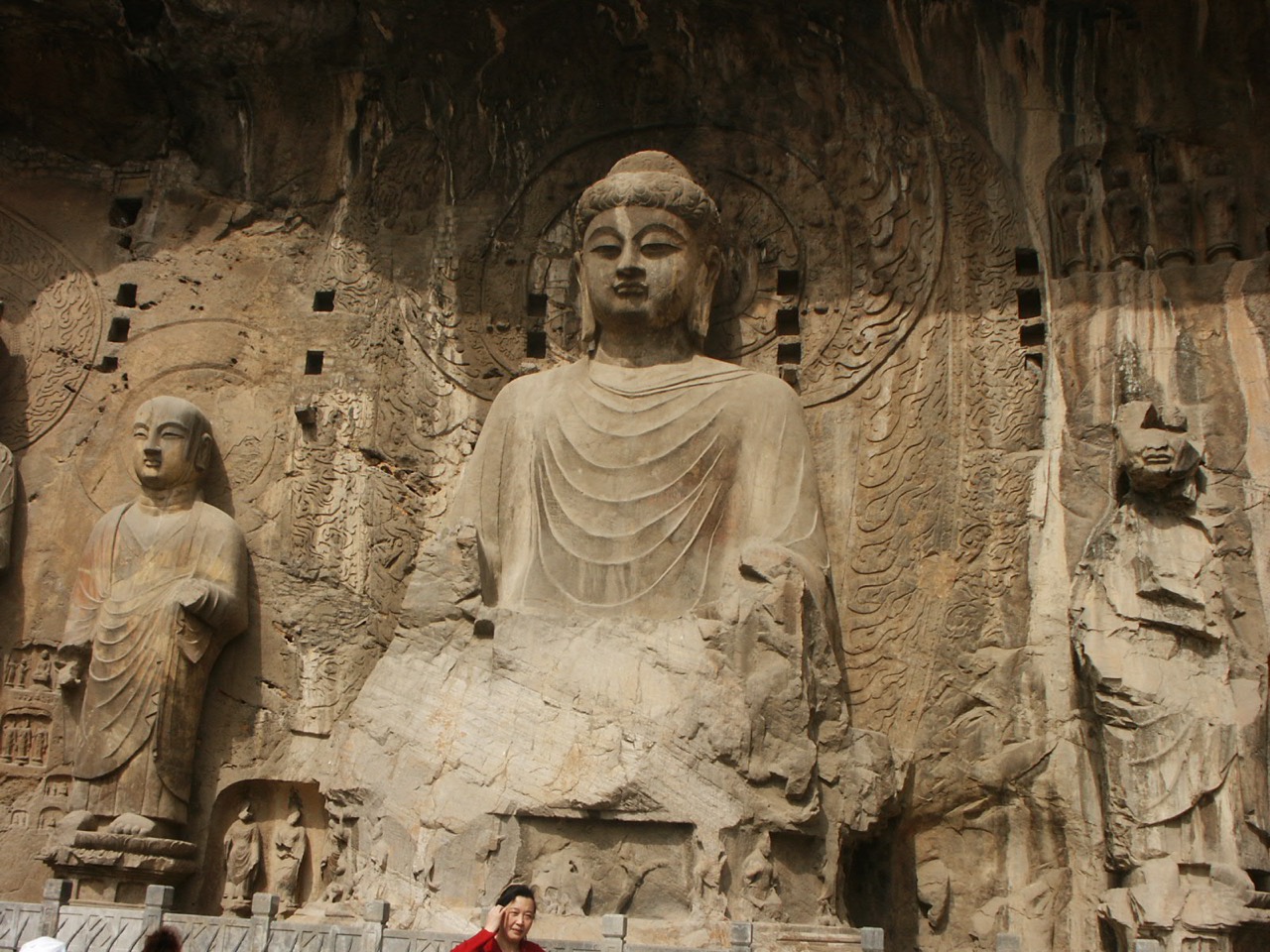 The giant Vairocana Buddha at the Longmen Grottoes, Luoyang